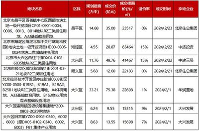 2024年1-2月北京房地產企業銷售業績TOP20